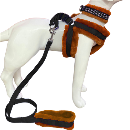 Soft Fur-Padded Dog Harness, Collar & Leash Set