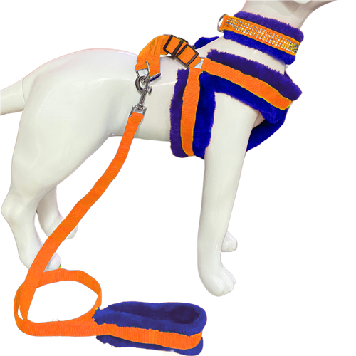 Soft Fur-Padded Dog Harness, Collar & Leash Set