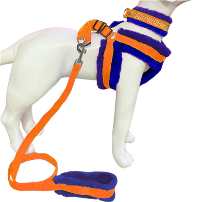 Soft Fur-Padded Dog Harness, Collar & Leash Set