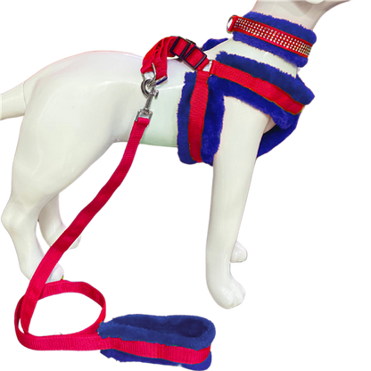 Soft Fur-Padded Dog Harness, Collar & Leash Set