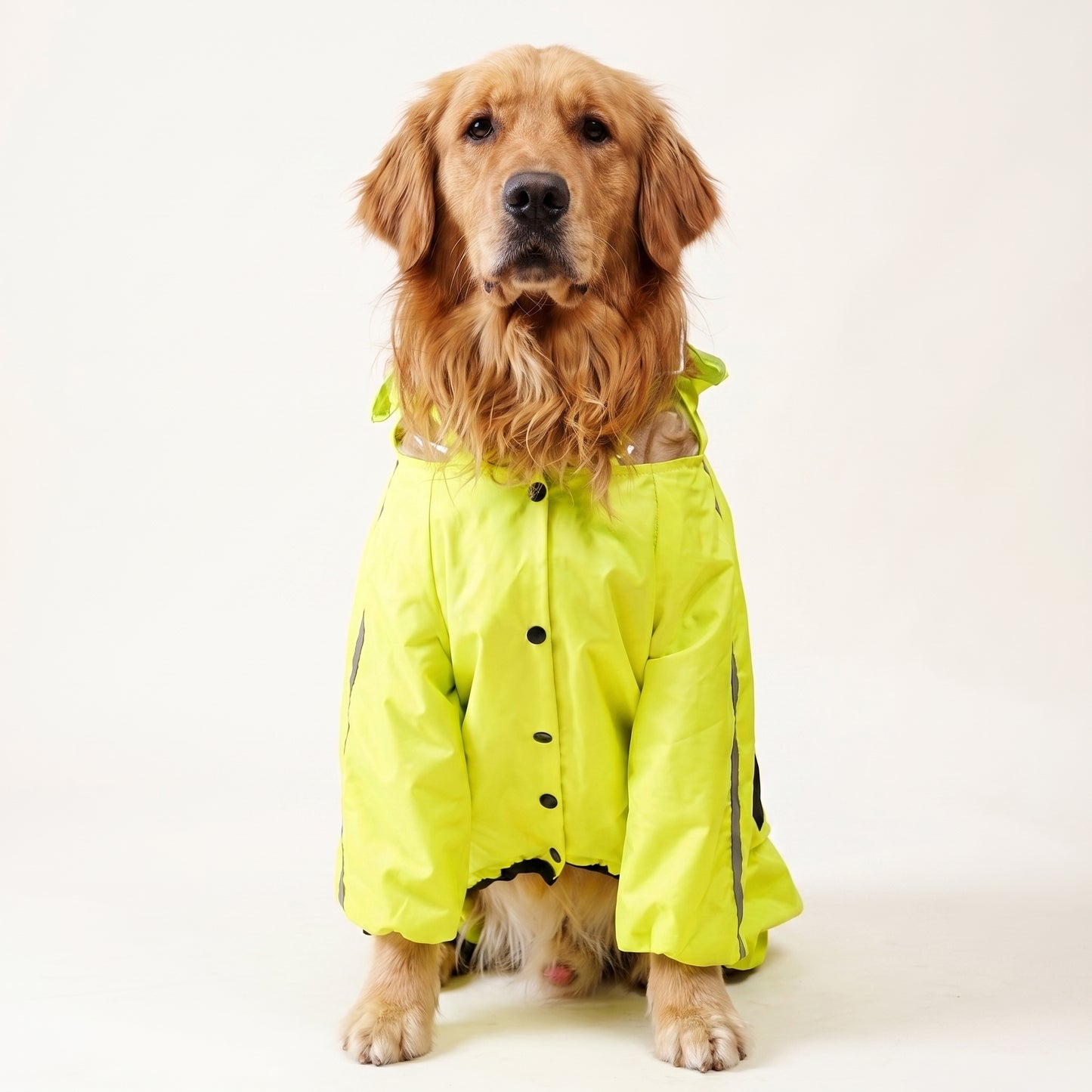 Neon Green Hooded Dog Raincoat