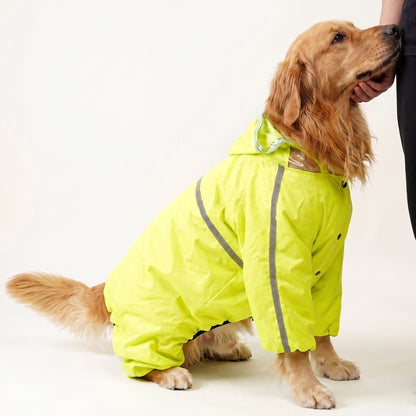 Neon Green Hooded Dog Raincoat