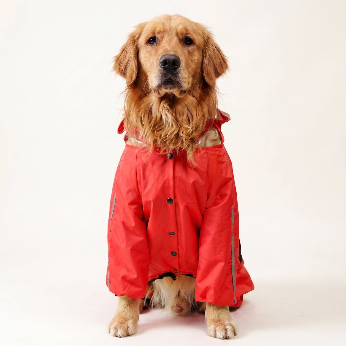 Full-Body Waterproof Dog Rain Jumpsuit with Transparent Hood