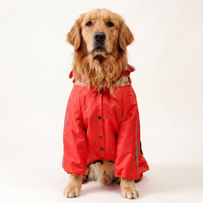 Full-Body Waterproof Dog Rain Jumpsuit with Transparent Hood