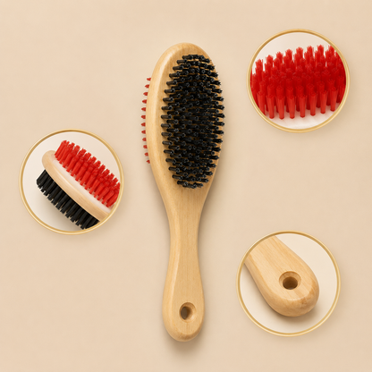 Double-Sided Wooden Pet Grooming Brush