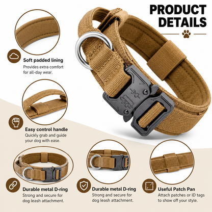 Heavy-Duty Tactical Dog Collar with Control Handle