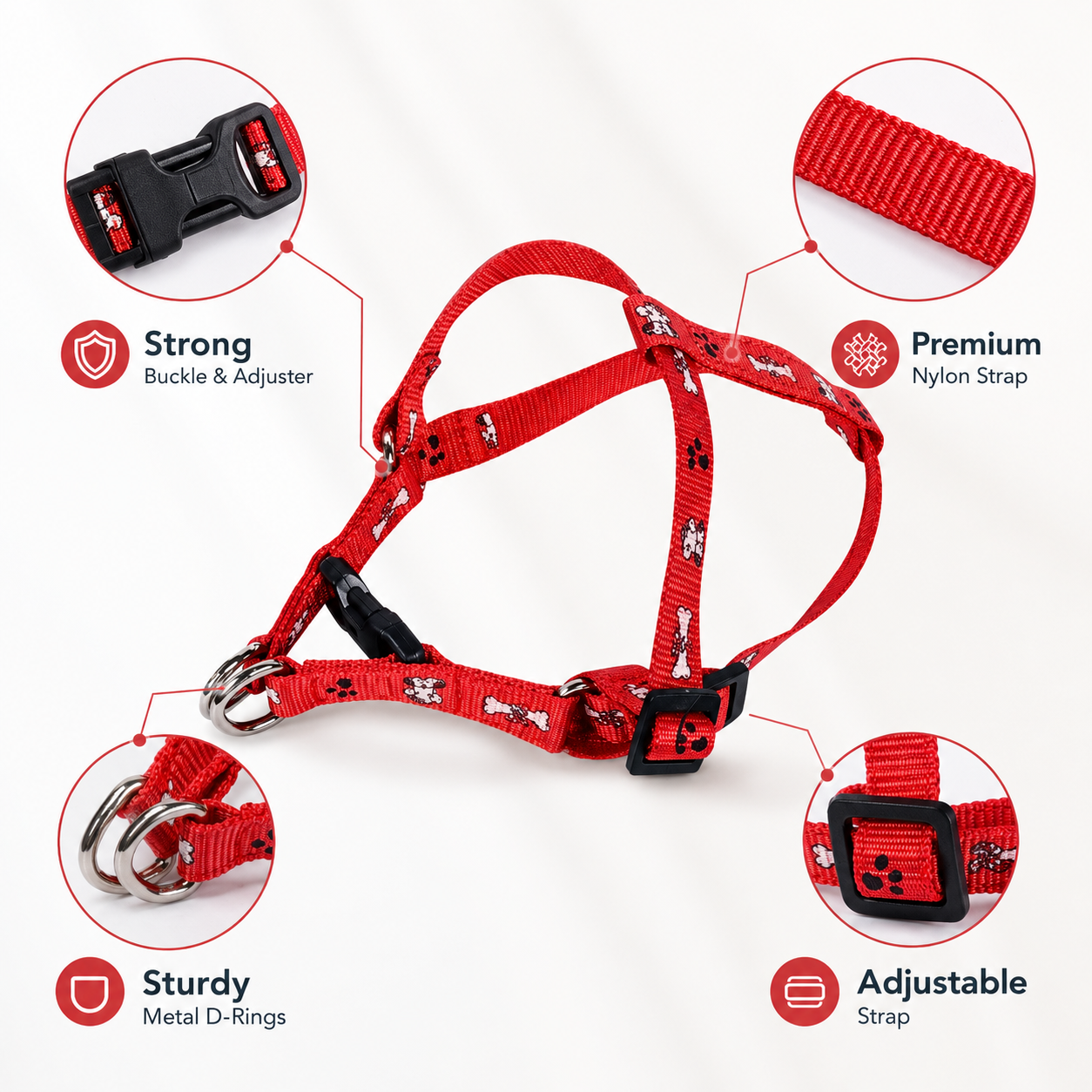 Adjustable Puppy Harness & Leash Set – Paw & Bone Print
