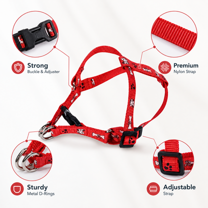 Adjustable Puppy Harness & Leash Set – Paw & Bone Print