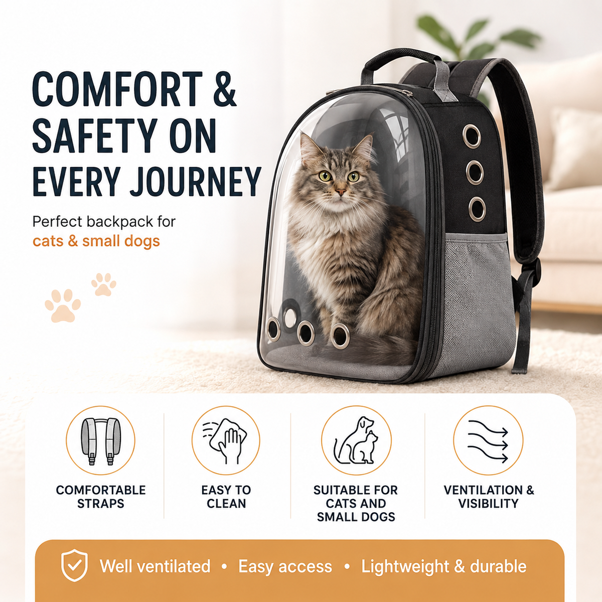 Transparent Ventilated Pet Carrier Bag