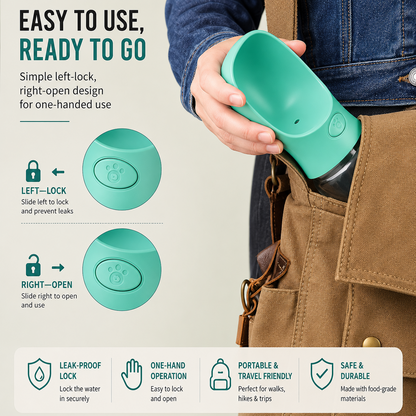 Portable Pet Water Bottle with Built-In Bowl