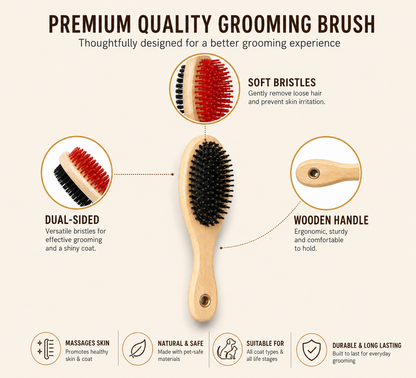 Double-Sided Wooden Dog Grooming Brush