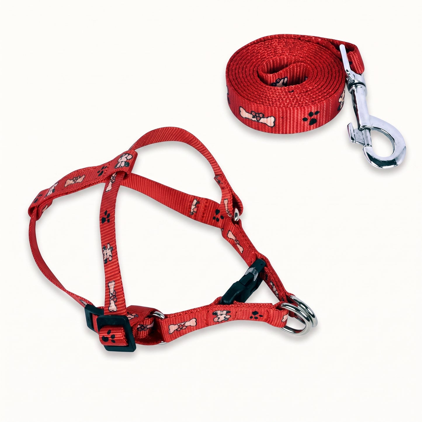 Adjustable Puppy Harness & Leash Set – Paw & Bone Print