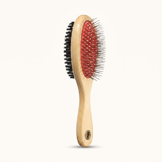 Double-Sided Wooden Dog Grooming Brush