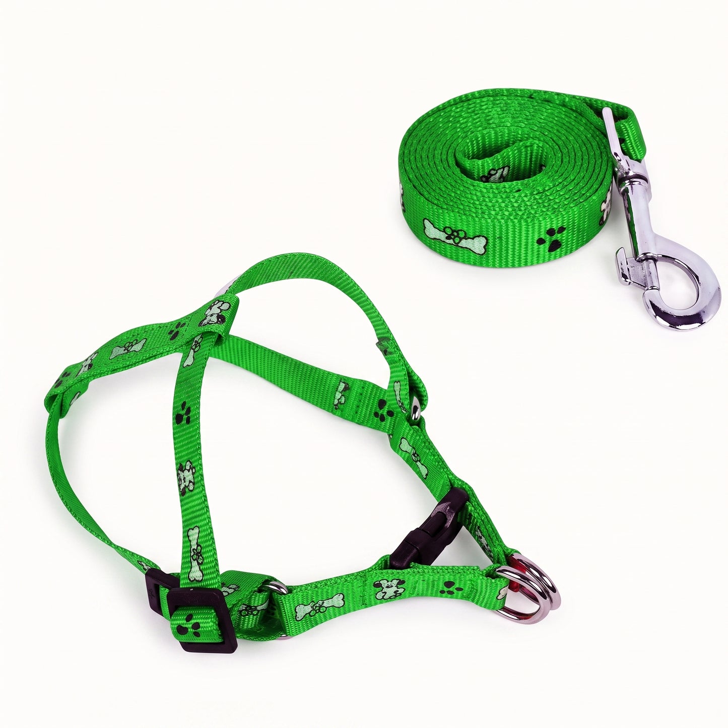 Adjustable Puppy Harness & Leash Set – Paw & Bone Print