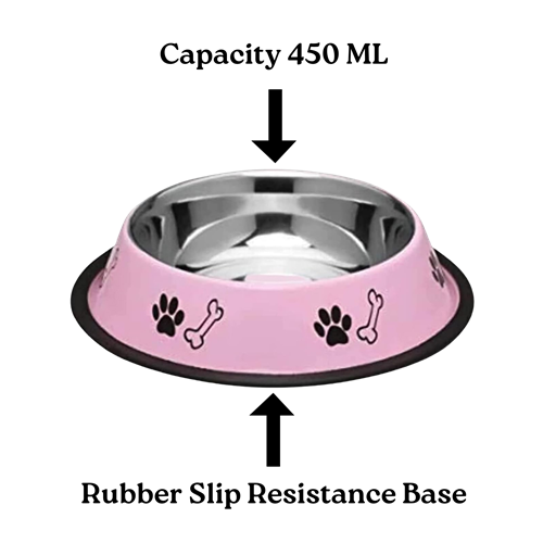 Stainless Steel Paw Bone Printed Food/Water Feeding Bowl for Dogs & Puppies