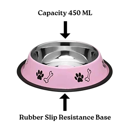 Stainless Steel Paw Bone Printed Food/Water Feeding Bowl for Dogs & Puppies
