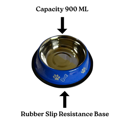 Stainless Steel Paw Bone Printed Food/Water Feeding Bowl for Dogs & Puppies
