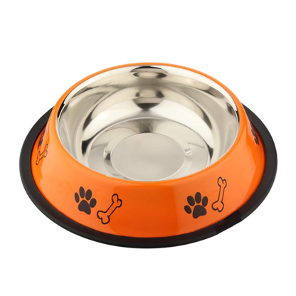 Stainless Steel Paw Bone Printed Food/Water Feeding Bowl for Dogs & Puppies