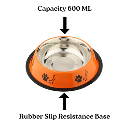 Stainless Steel Paw Bone Printed Food/Water Feeding Bowl for Dogs & Puppies