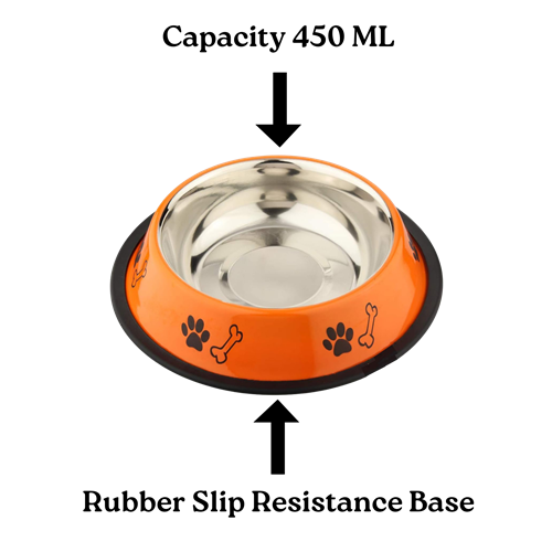 Stainless Steel Paw Bone Printed Food/Water Feeding Bowl for Dogs & Puppies