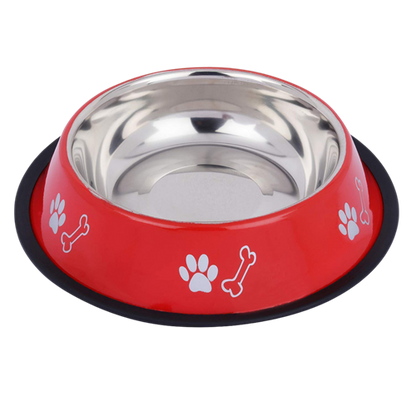 Stainless Steel Paw Bone Printed Food/Water Feeding Bowl for Dogs & Puppies