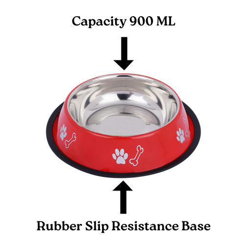 Stainless Steel Paw Bone Printed Food/Water Feeding Bowl for Dogs & Puppies