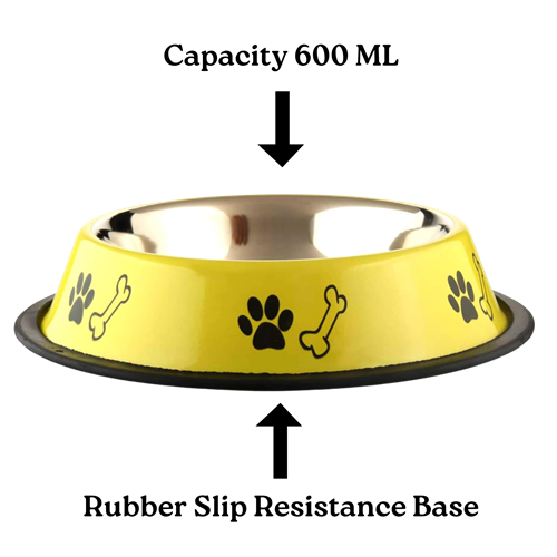 Stainless Steel Paw Bone Printed Food/Water Feeding Bowl for Dogs & Puppies