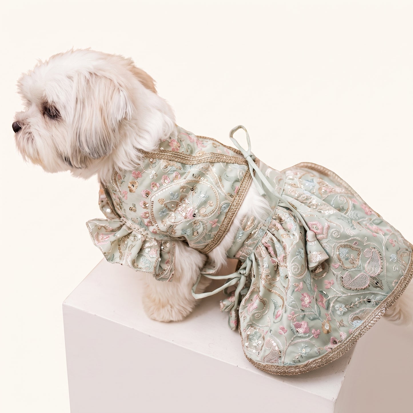 Mint Swirl Designer Lehenga for Dogs