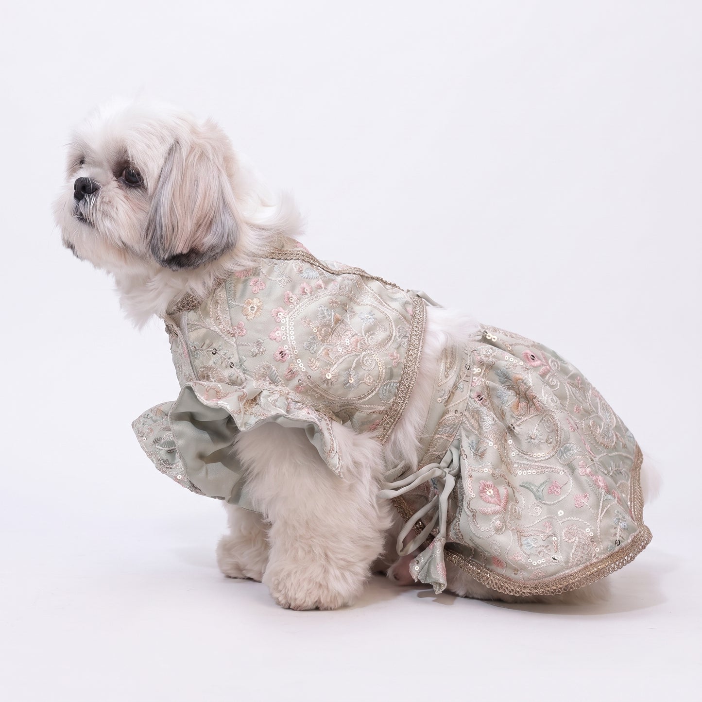 Mint Swirl Designer Lehenga for Dogs