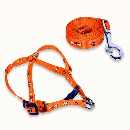 Adjustable Puppy Harness & Leash Set – Paw & Bone Print