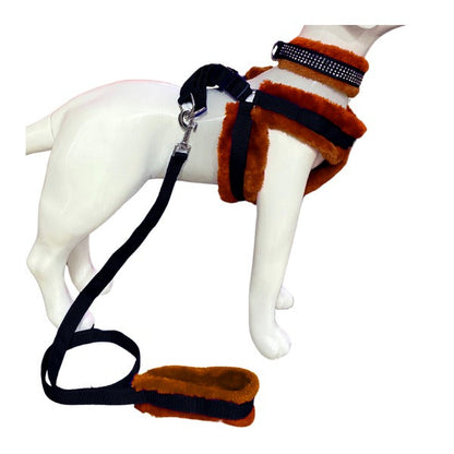Soft Fur-Padded Dog Harness, Collar & Leash Set