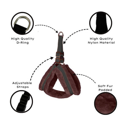 Soft Fur-Padded Dog Harness, Collar & Leash Set