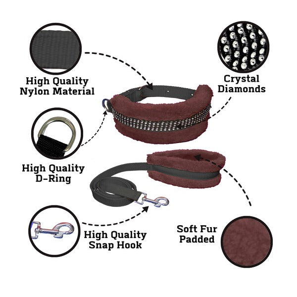 Soft Fur-Padded Dog Harness, Collar & Leash Set