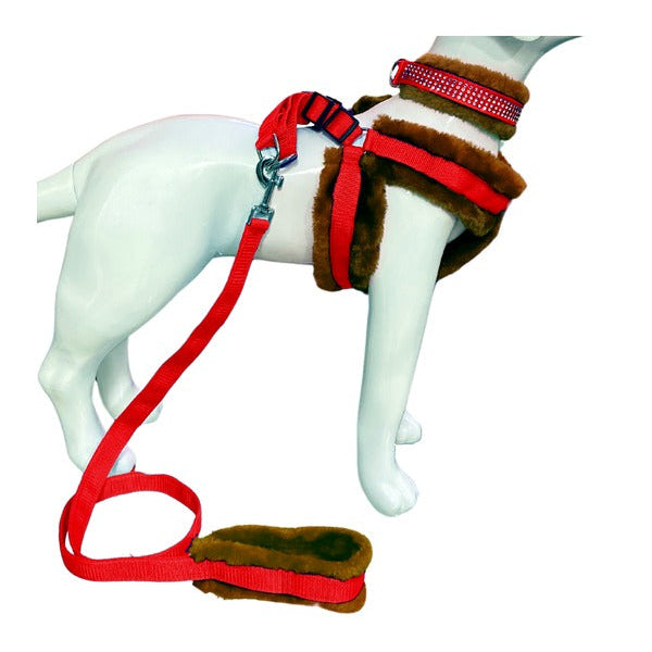 Soft Fur-Padded Dog Harness, Collar & Leash Set