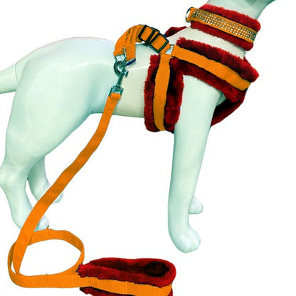Soft Fur-Padded Dog Harness, Collar & Leash Set