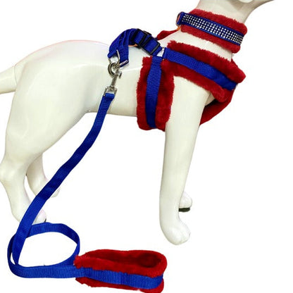 Soft Fur-Padded Dog Harness, Collar & Leash Set