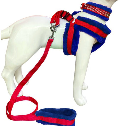 Soft Fur-Padded Dog Harness, Collar & Leash Set