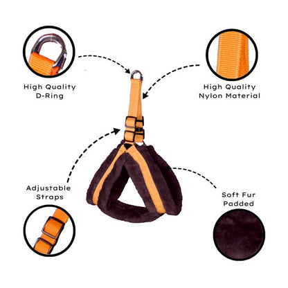 Soft Fur-Padded Dog Harness, Collar & Leash Set