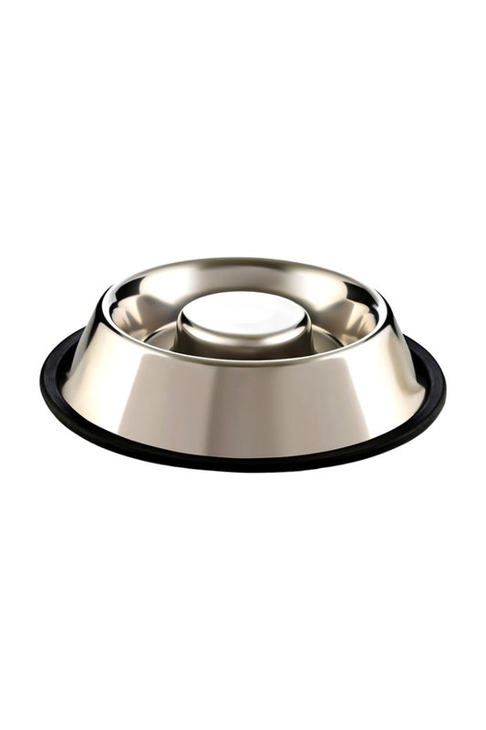 Pet Stainless Steel Slow Feeding Bowl for Dogs & Puppies (750ML, Silver)