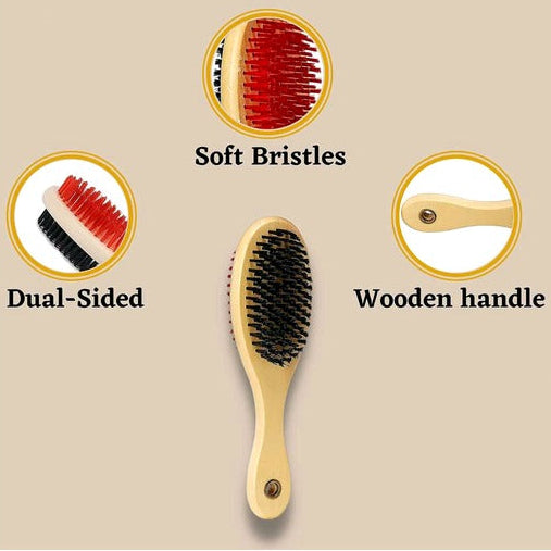 Double-Sided Wooden Pet Grooming Brush