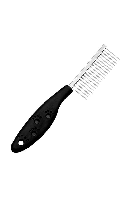 Single Side Stainless Steel Pin Dog Grooming Brush with Soft Grip Plastic Handle For Removing Matted Fur & Shedding Comb (BLACK)