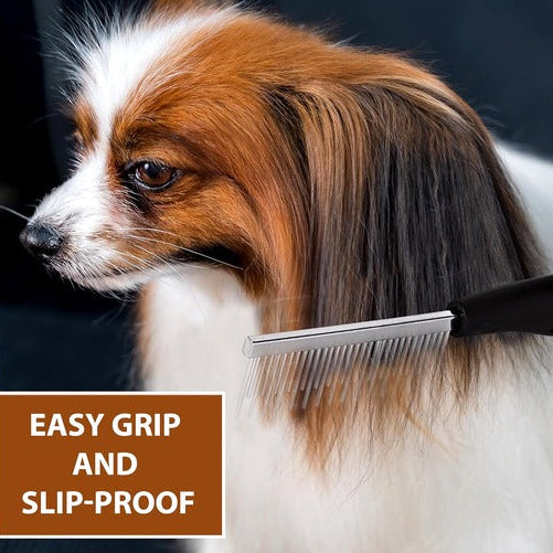 Stainless Steel Pin Grooming Brush with Soft Grip Handle