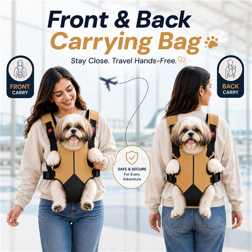 Puppy Carrier Backpack, Adjustable Front & Back Carrying Bag, Comfortable Pet Travel Bag for Walking, Hiking & Outdoor Trips (Upto 02-10KG Pet, Khaki)