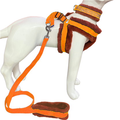Soft Fur-Padded Dog Harness, Collar & Leash Set