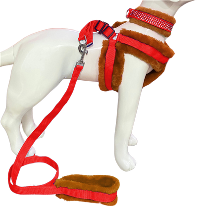 Soft Fur-Padded Dog Harness, Collar & Leash Set