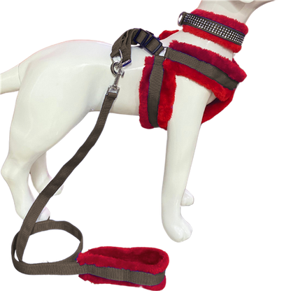 Soft Fur-Padded Dog Harness, Collar & Leash Set